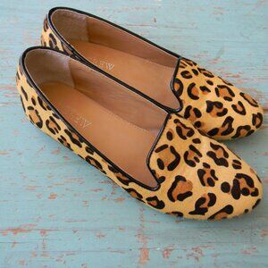 JCrew Sz 6.5 Cora Leopard Animal Print Calf Hair Leather Loafer Flat Shoes